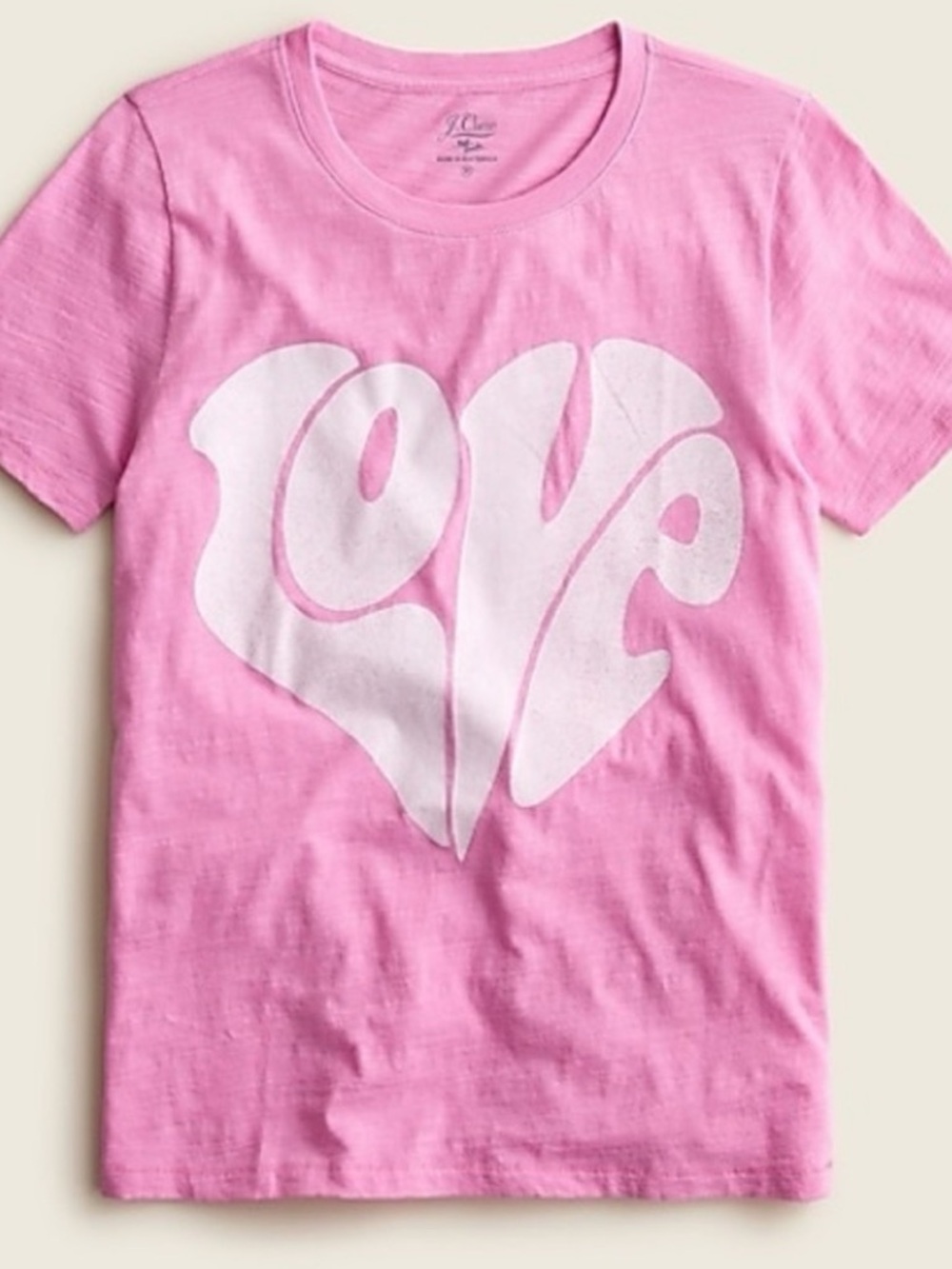 J. Crew Vintage Cotton ‘Love’ Pink Heart Tee